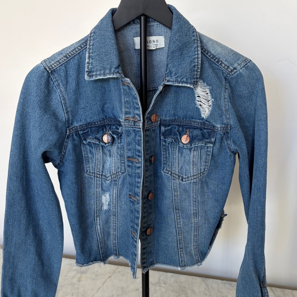 Ci Sono Distressed Blue Jean Jacket